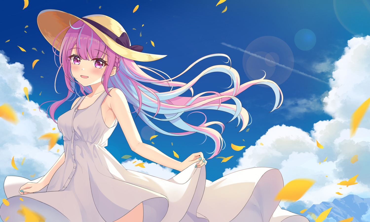 dress hololive icwine minato_aqua skirt_lift summer_dress