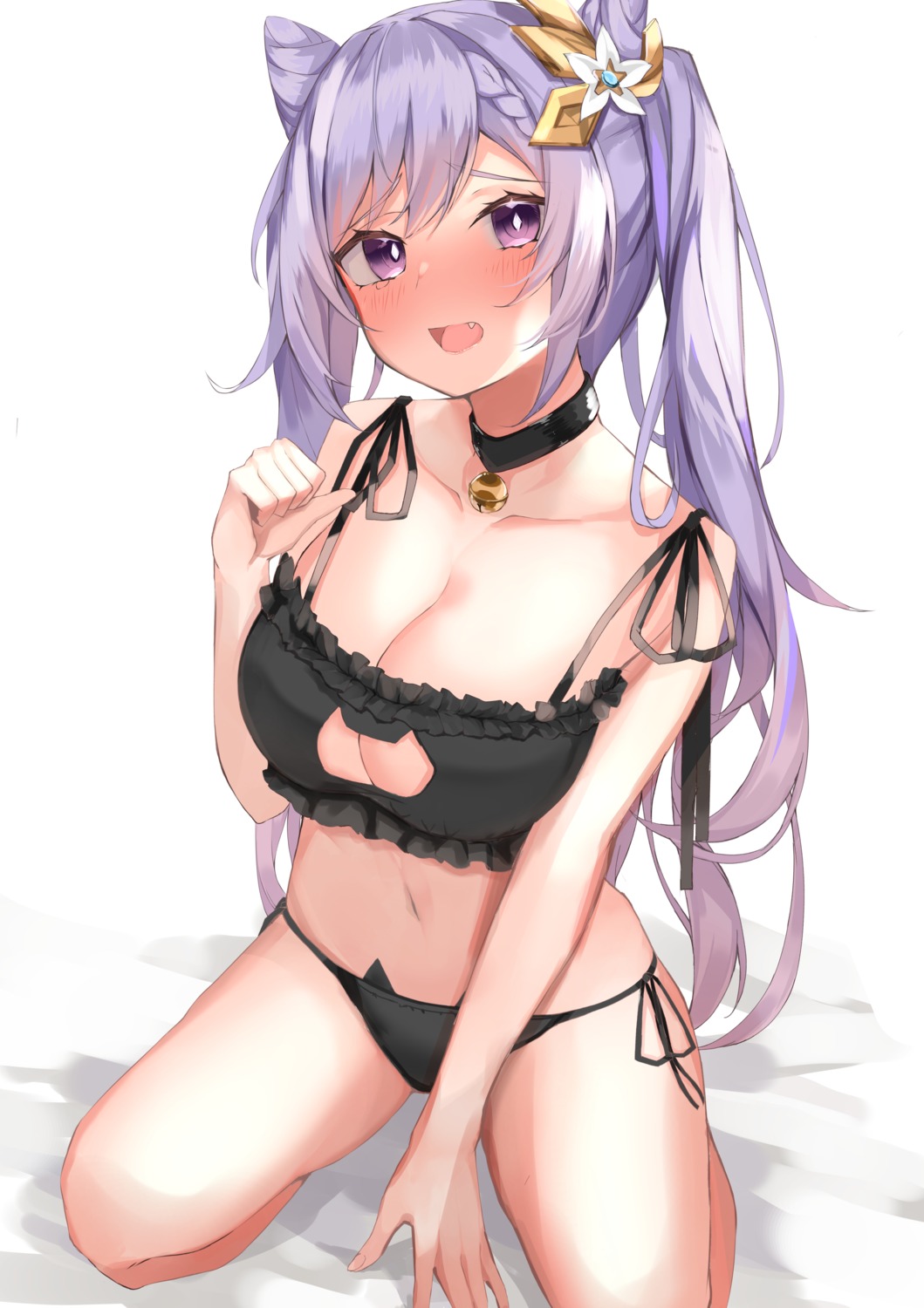 bra cleavage genshin_impact keqing nephthys2356 pantsu string_panties