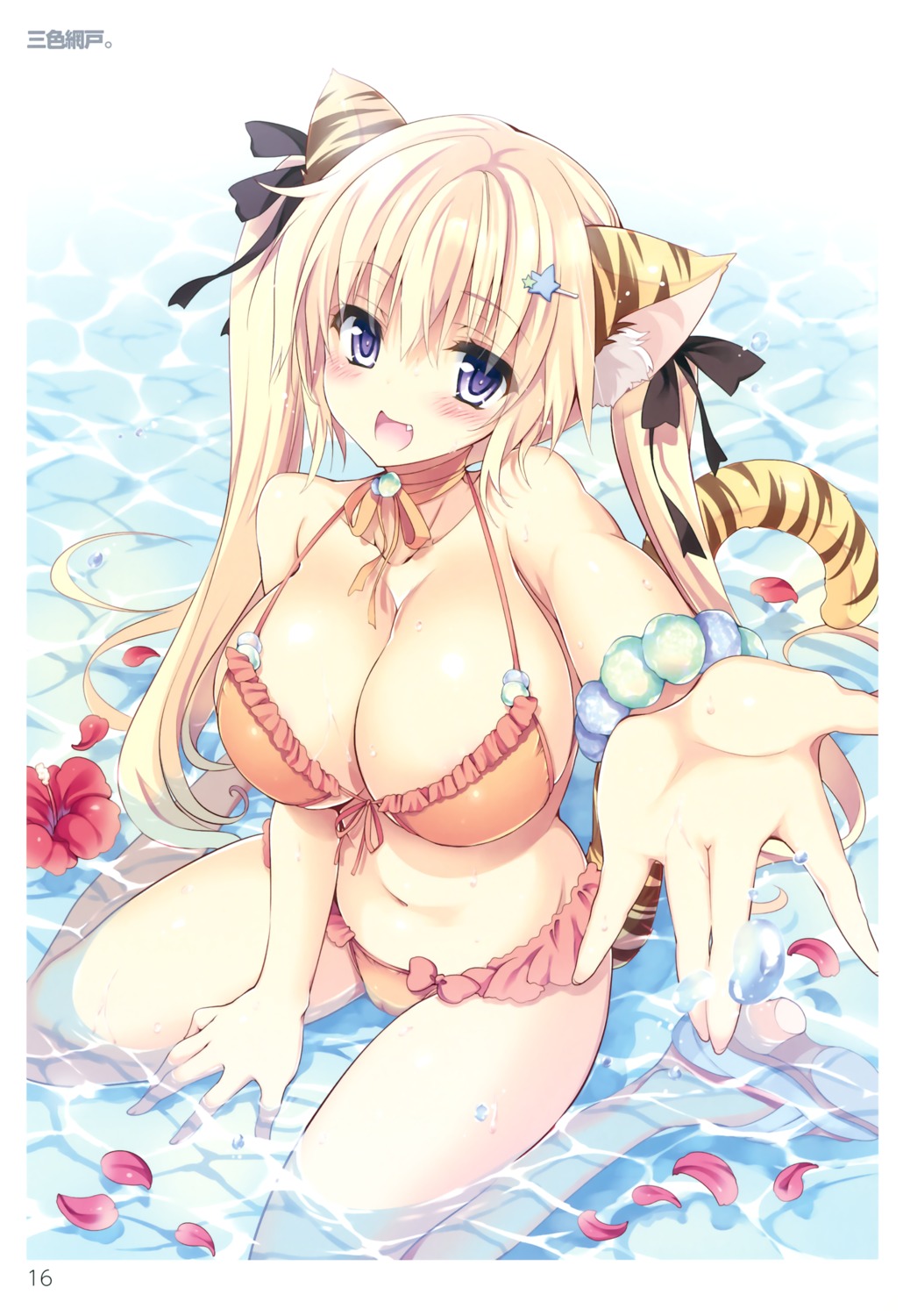 animal_ears bikini cameltoe cleavage sansyoku_amido. swimsuits tail toranoana underboob wet