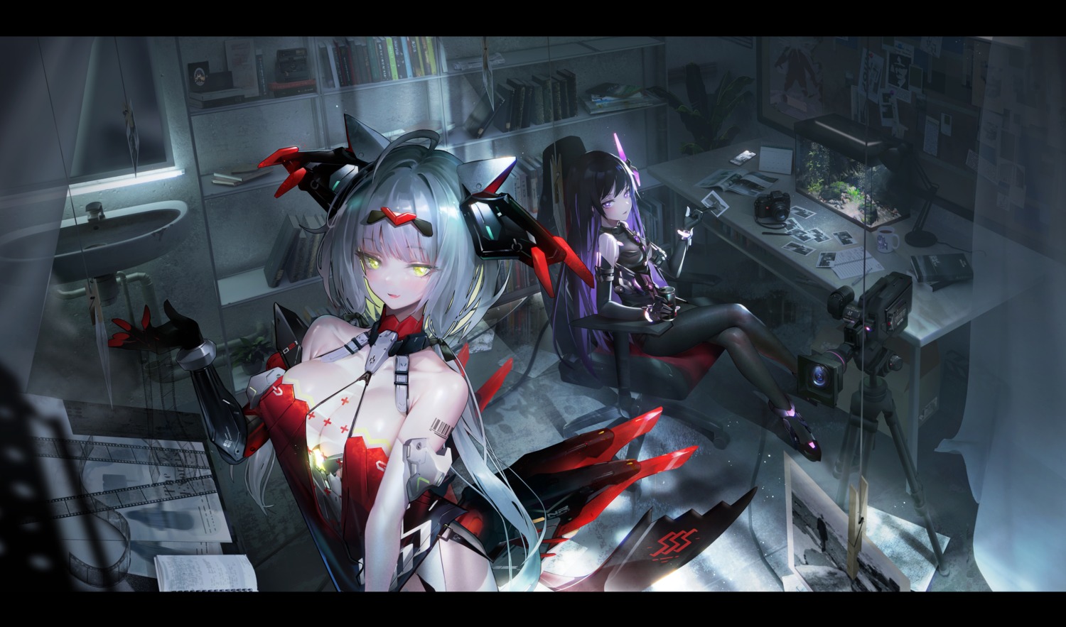 animal_ears cross_core mecha_musume no_bra pantyhose tattoo zer_z2