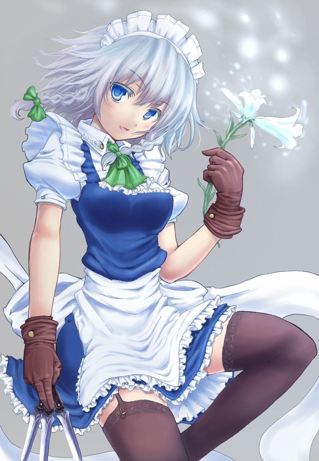 izayoi_sakuya maid stockings sumisu_(mondo) thighhighs touhou