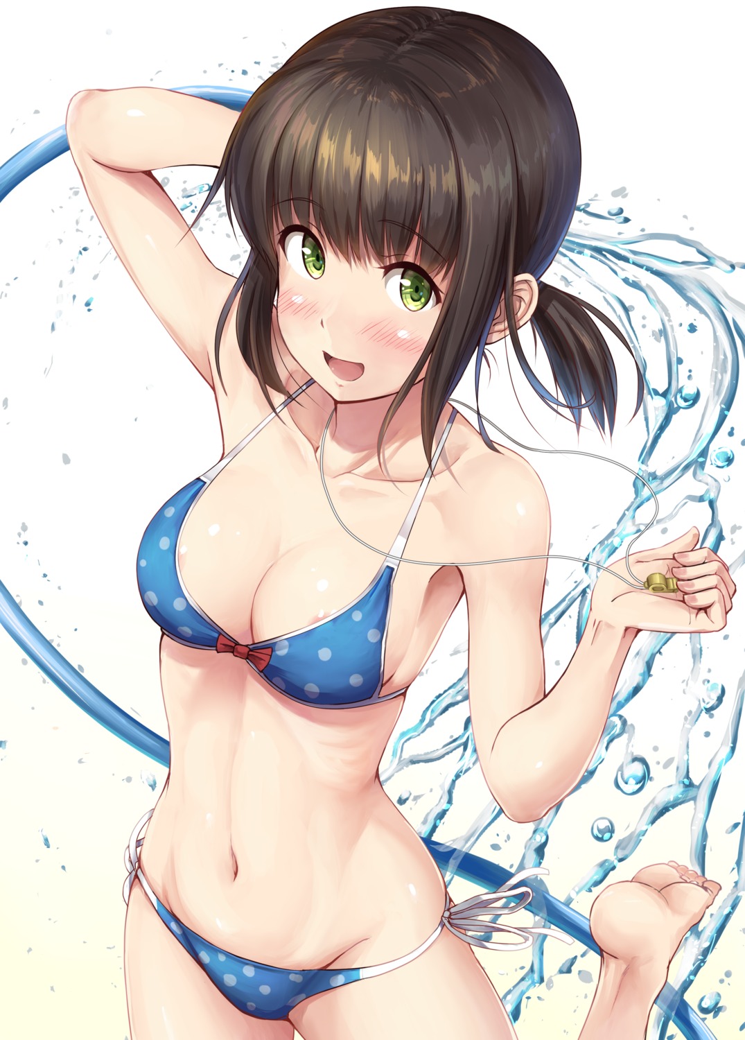 areola bikini feet fubuki_(kancolle) ichikawa_feesu kantai_collection swimsuits wardrobe_malfunction wet