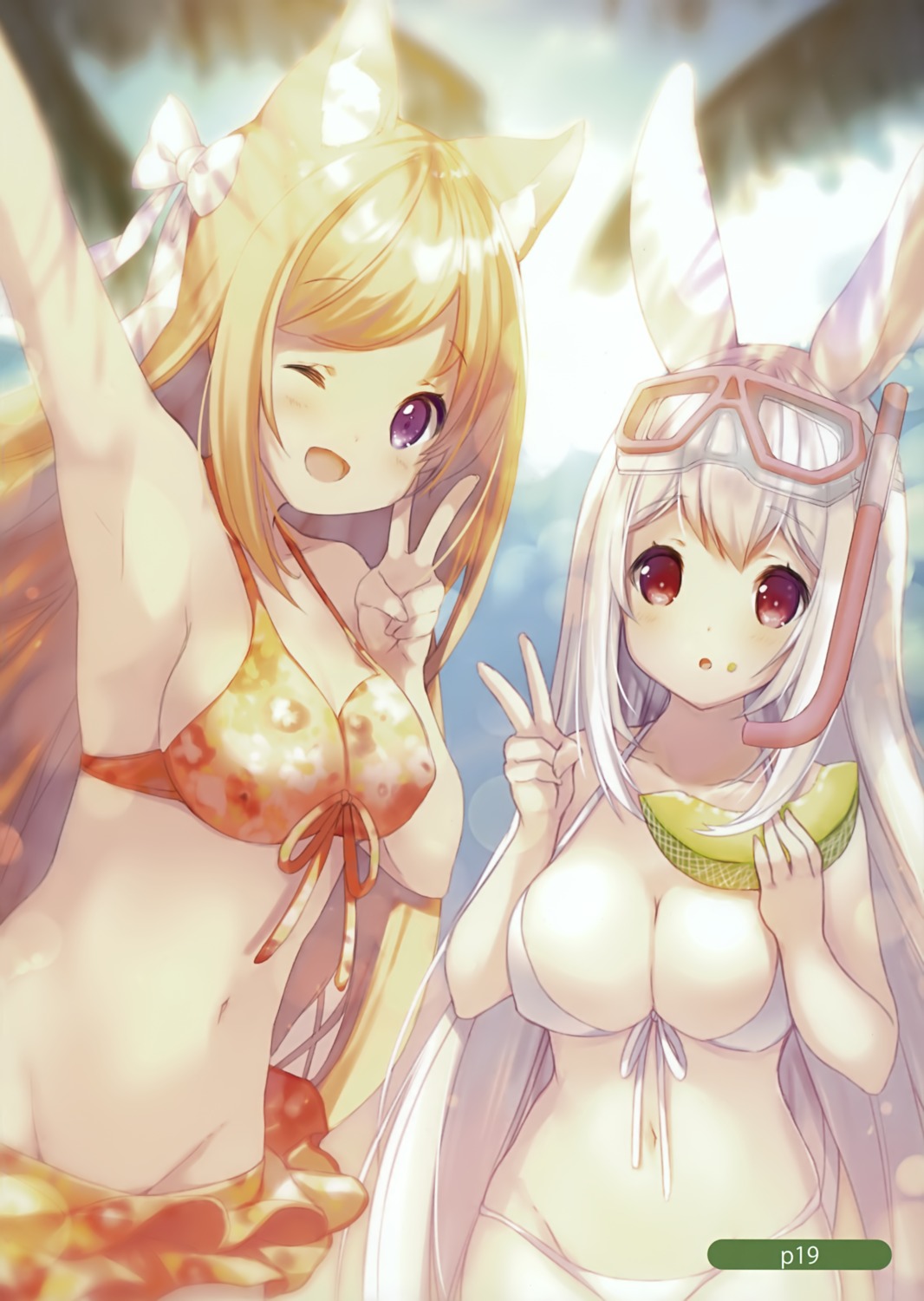 animal_ears bikini breast_hold bunny_ears cynthia_riddle p19 swimsuits sylvie_milia_leclerc