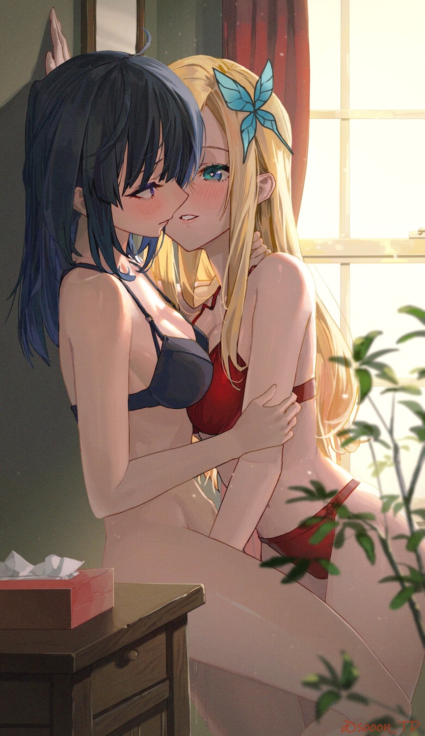 boku_wa_tomodachi_ga_sukunai bottomless bra cleavage fingering kashiwazaki_sena mikazuki_yozora pantsu pussy_juice sooon wet yuri