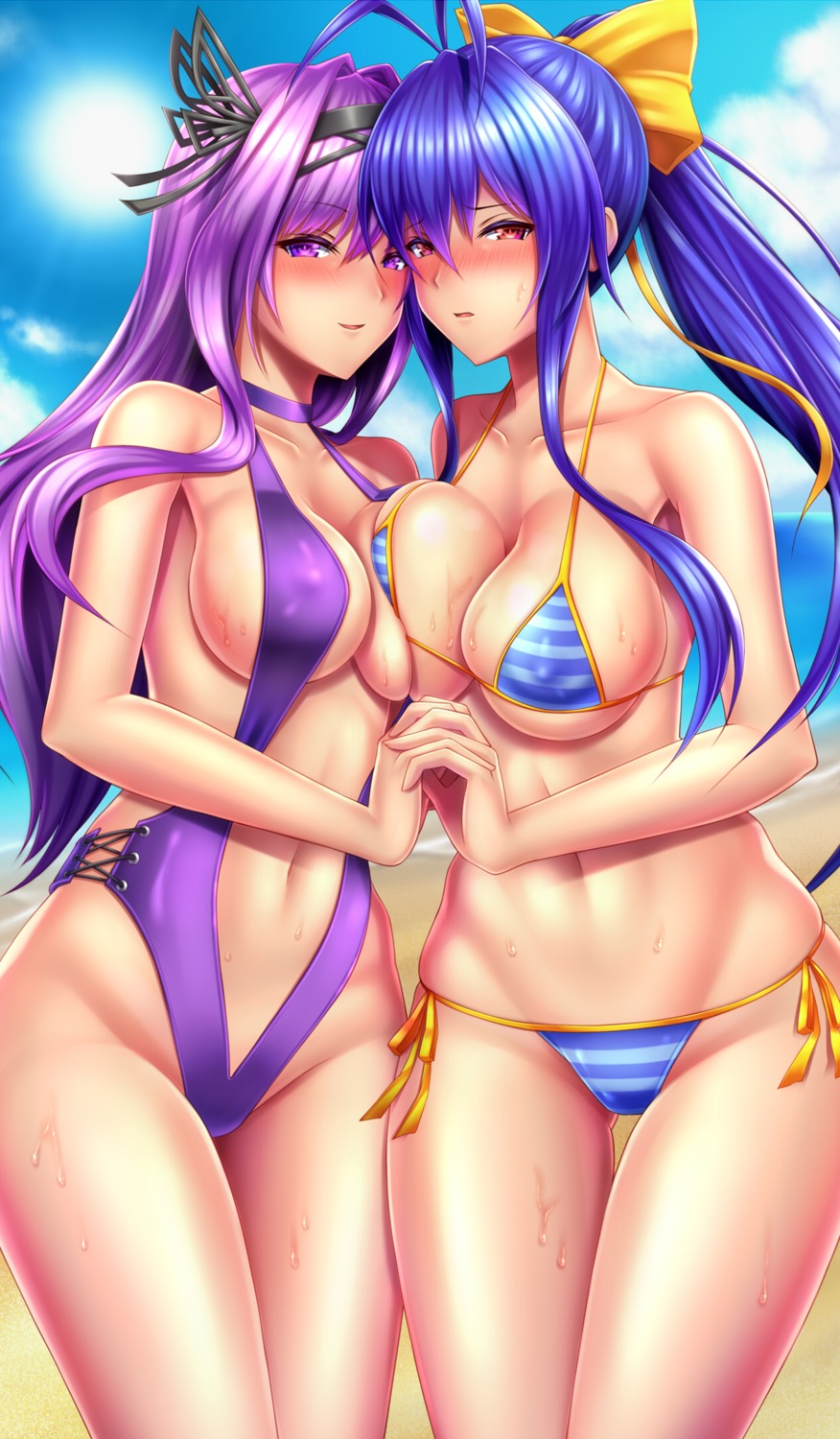 bikini blazblue erect_nipples kajun_faycott mai_natsume shiboru swimsuits symmetrical_docking wet