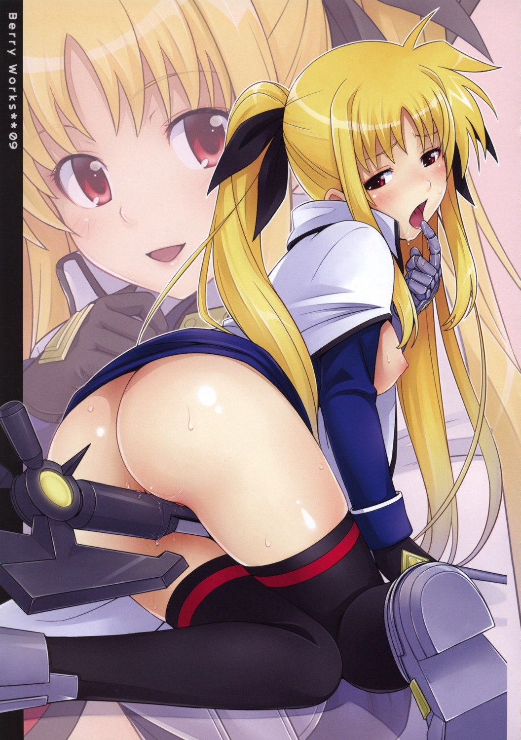 ass breasts fate_testarossa ha-ru mahou_shoujo_lyrical_nanoha mahou_shoujo_lyrical_nanoha_strikers masturbation nipples nopan pussy_juice thighhighs