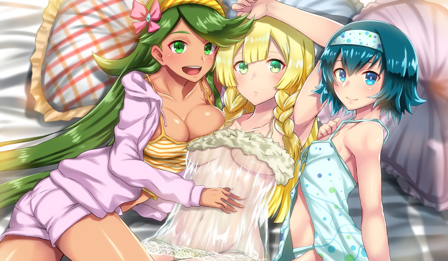 ass lillie_(pokemon) lingerie mao_(pokemon) no_bra pantsu pokemon pokemon_sm pokemon_usum see_through suiren_(pokemon) takecha