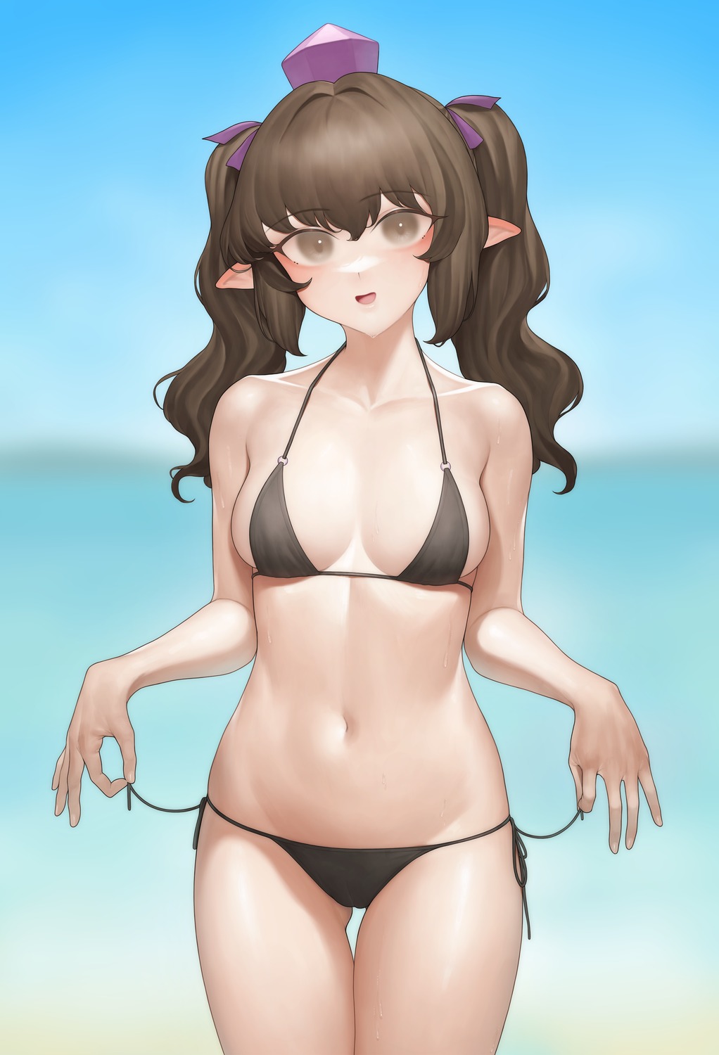 bikini himekaidou_hatate ni_(221) pointy_ears swimsuits touhou
