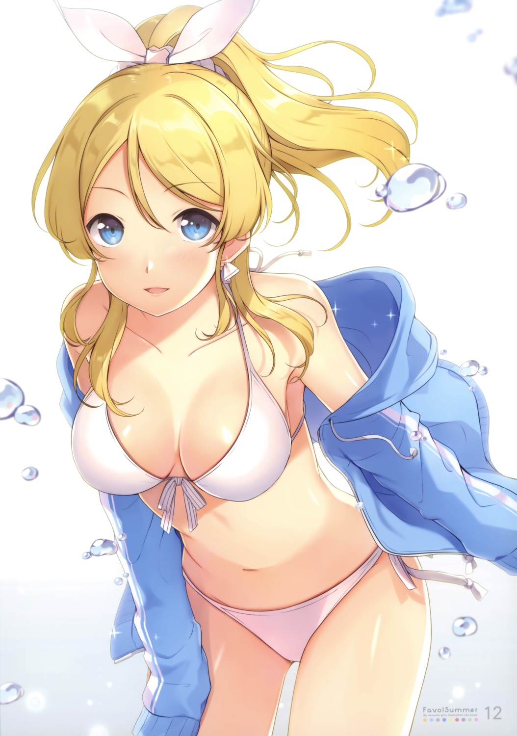 6u ayase_eli bikini cleavage eternal_land love_live! open_shirt swimsuits