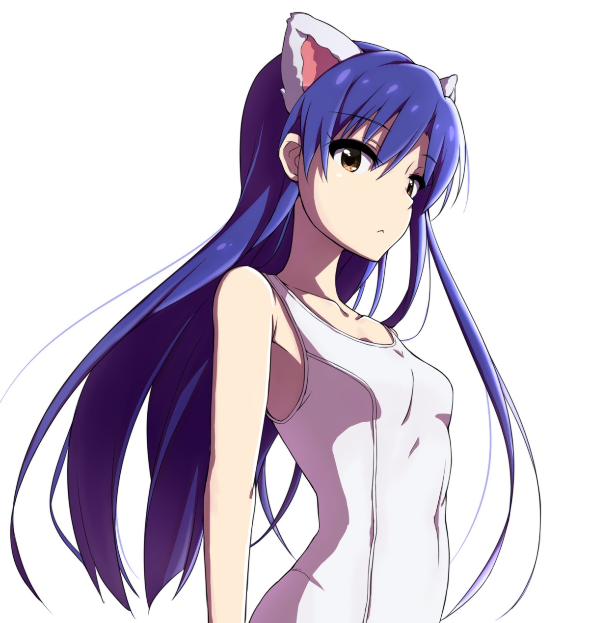 animal_ears kisaragi_chihaya nekomimi rariemonn school_swimsuit swimsuits the_idolm@ster