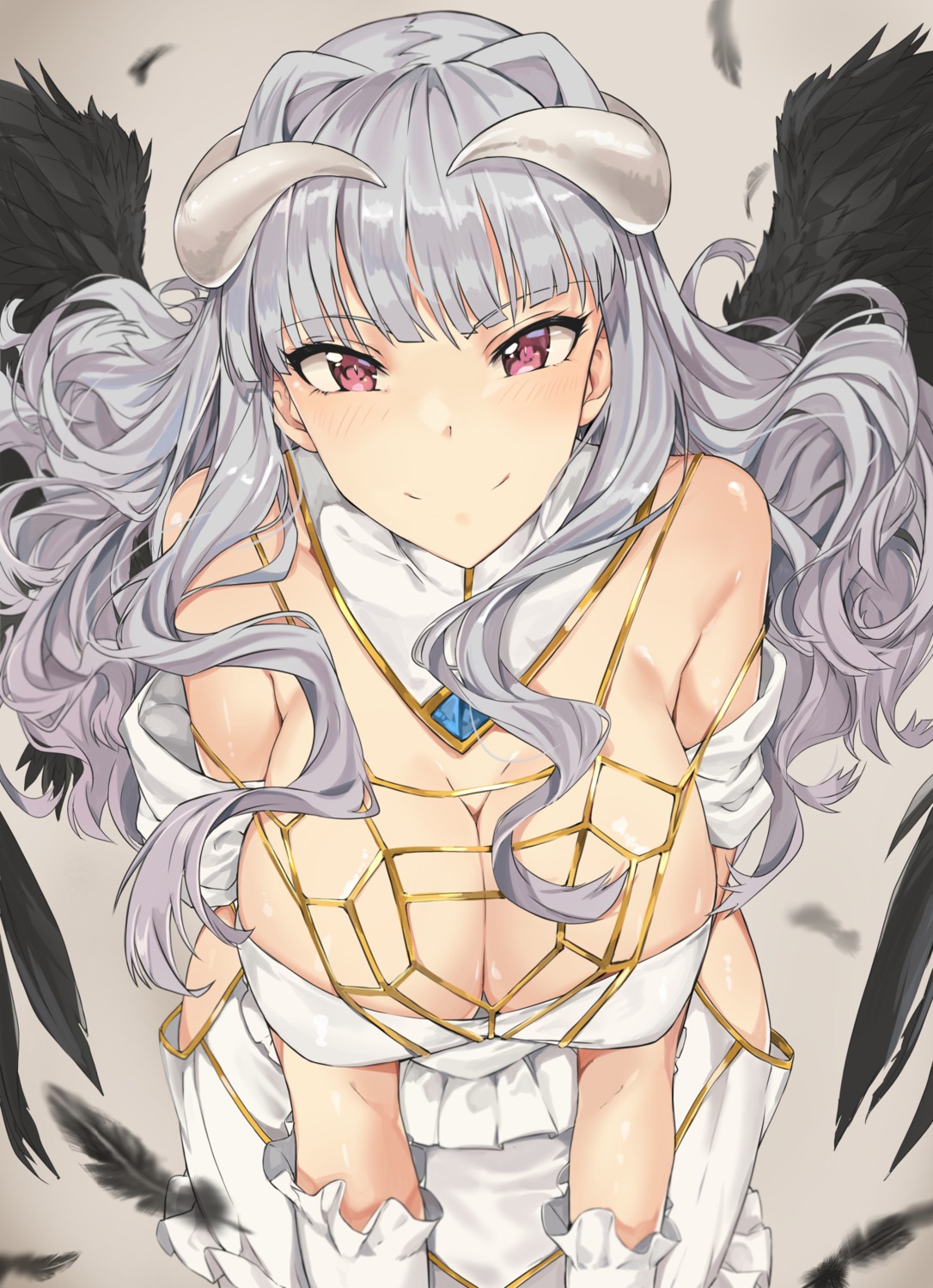 albedo_(overlord) cleavage cosplay horns overlord shijou_takane the_idolm@ster tuxedo_de_cat wings