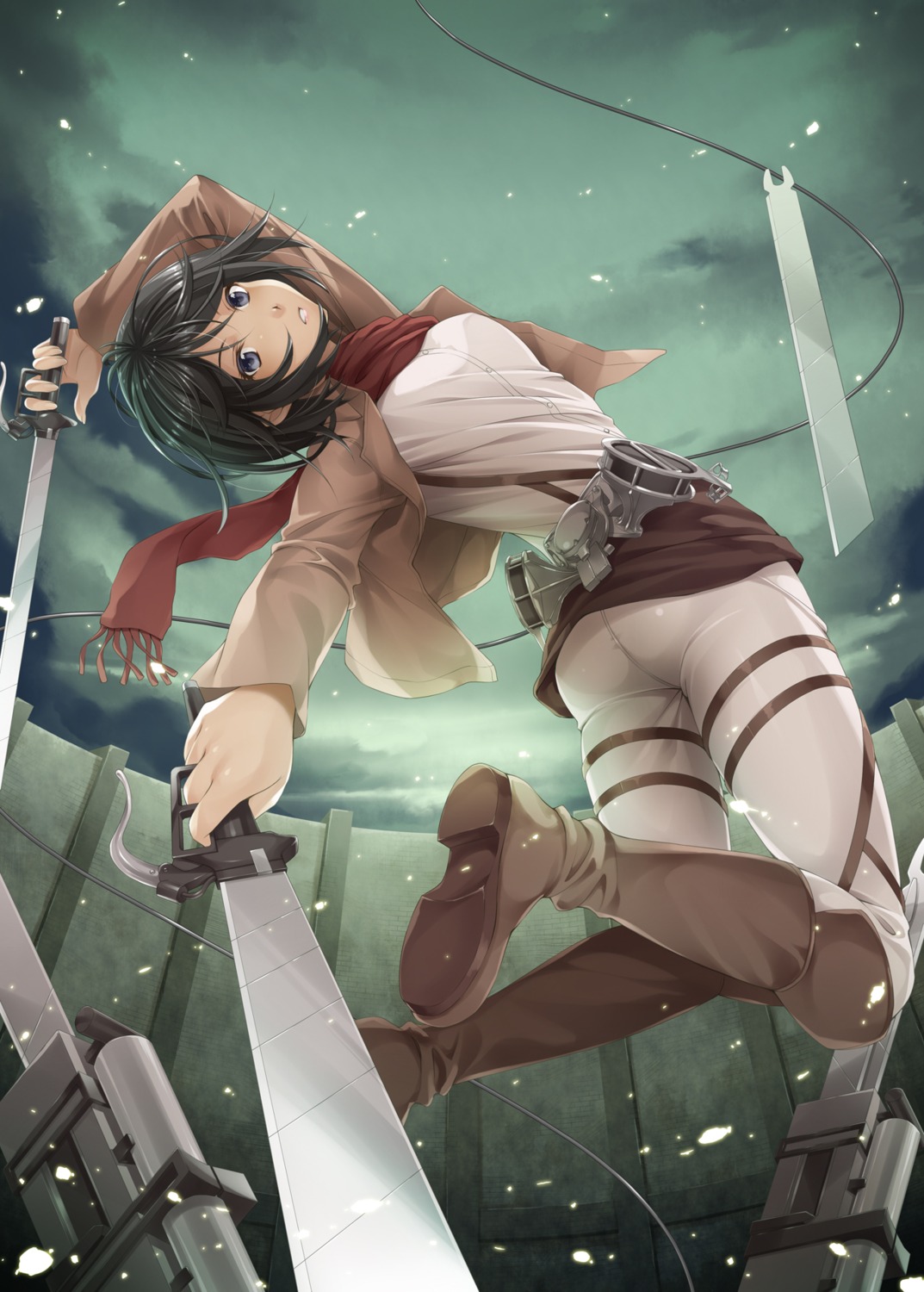 kurakino_itsunori mikasa_ackerman shingeki_no_kyojin sword uniform