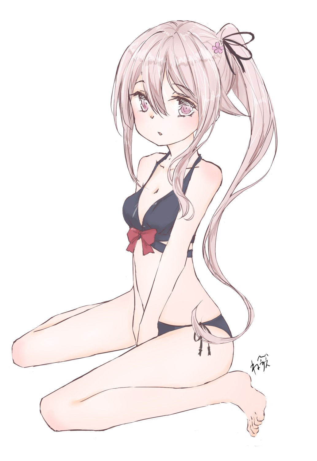 bikini feet harusame_(kancolle) kantai_collection neve swimsuits