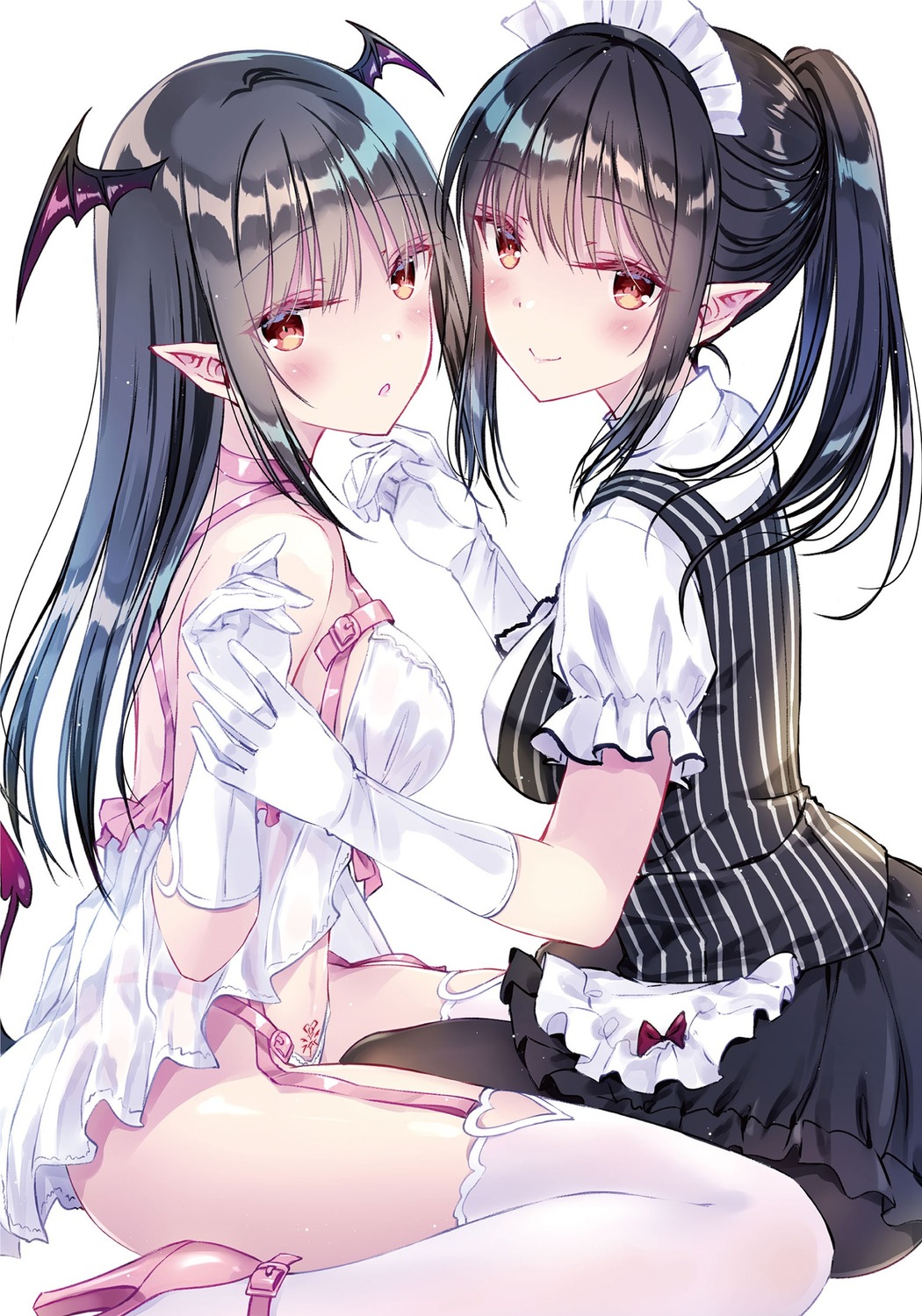 heels kobayashi_chisato lingerie maid pointy_ears see_through soushokukei_na_succubus_da_kedo_ecchi_na_order_shite_ii_desu_ka? stockings thighhighs wings