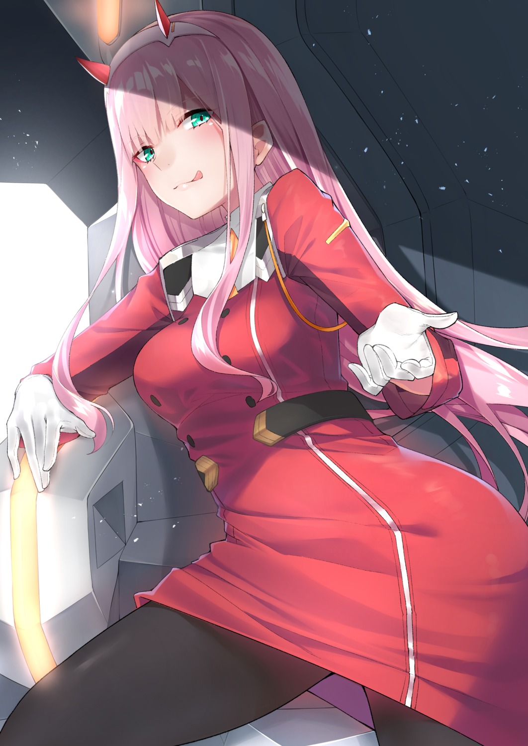 darling_in_the_franxx go-1 horns pantyhose uniform zero_two_(darling_in_the_franxx)