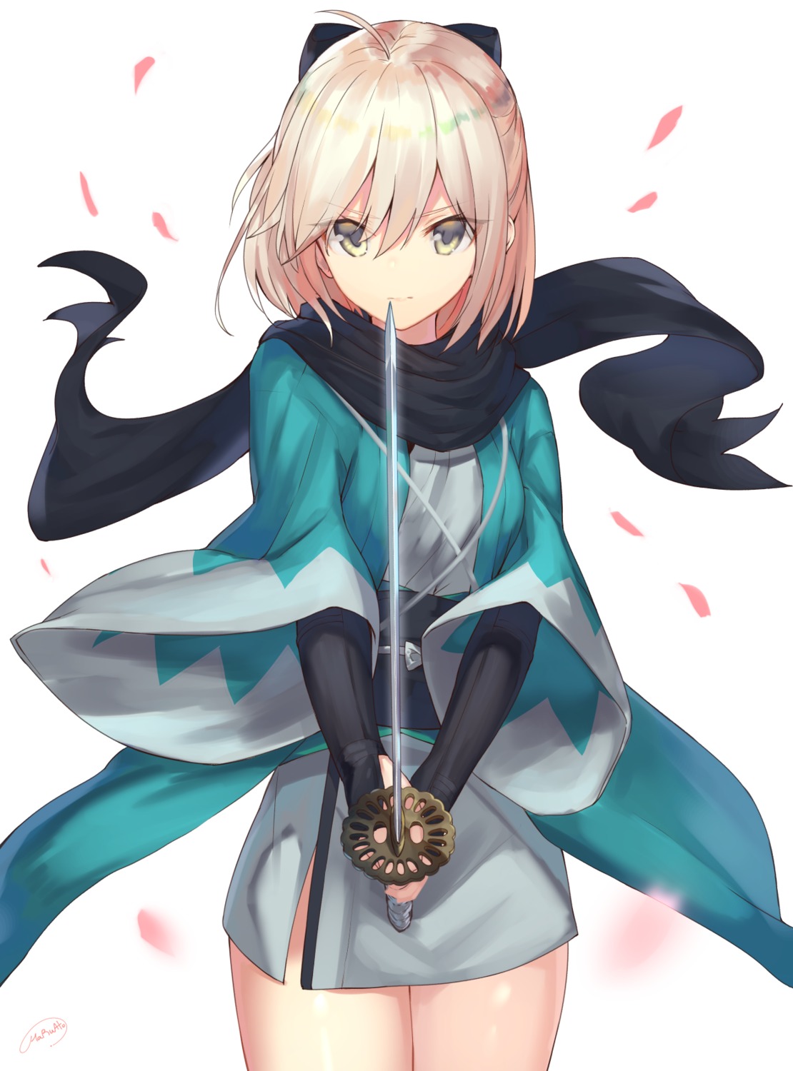 fate/grand_order fate/stay_night haru_ato japanese_clothes okita_souji_(fate) sword