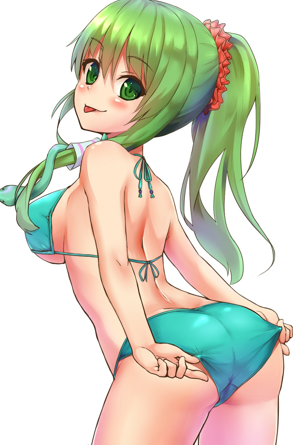 ass bikini kochiya_sanae shiron swimsuits touhou underboob