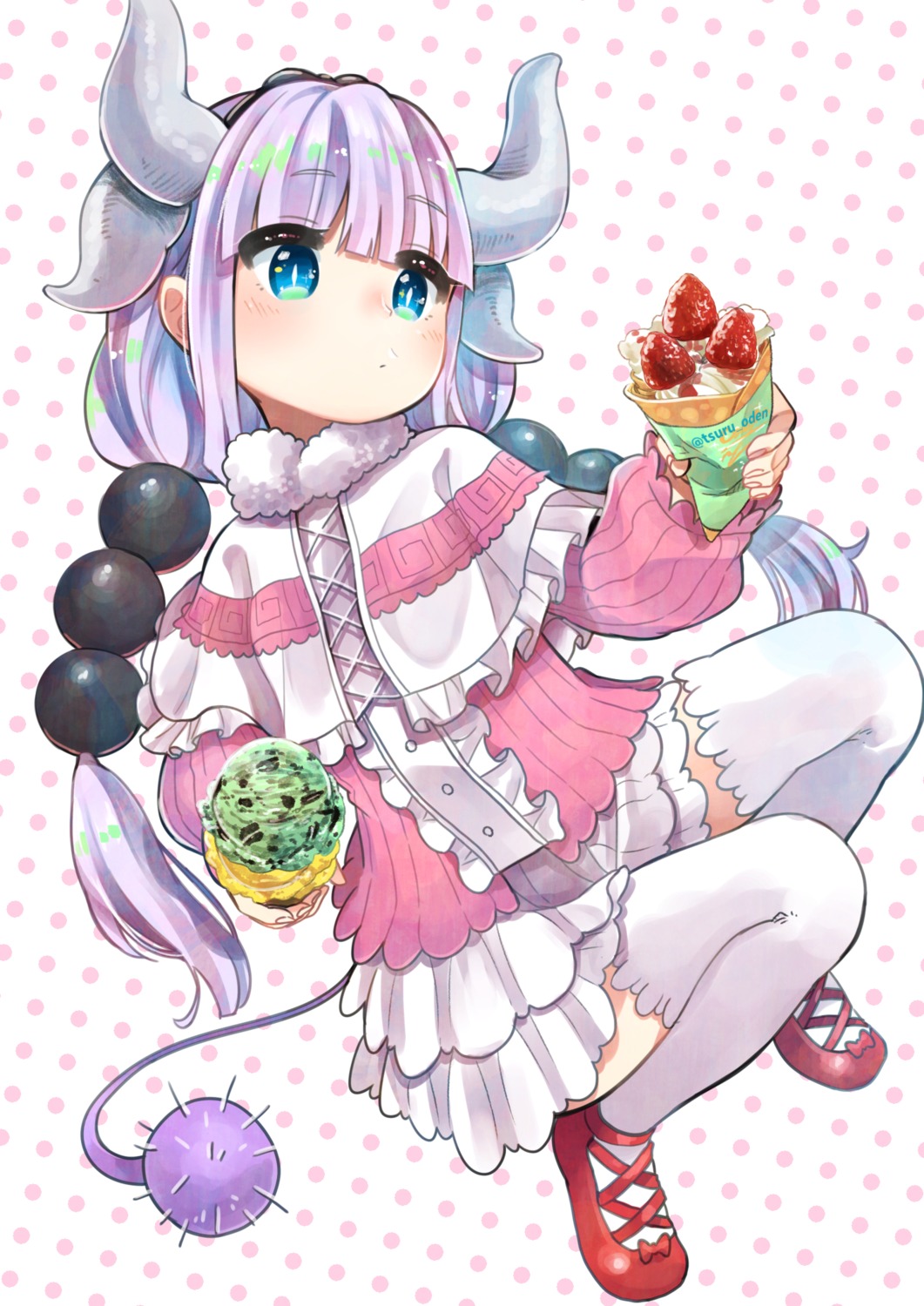 horns kanna_kamui kobayashi-san_chi_no_maidragon tail thighhighs tsurushima_tatsumi