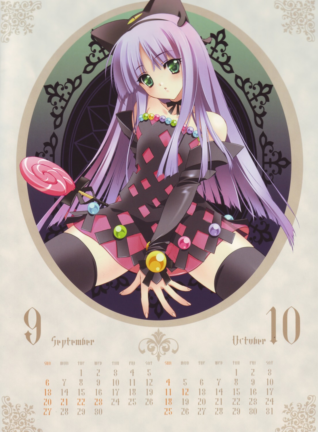 calendar carnelian nopan see_through thighhighs