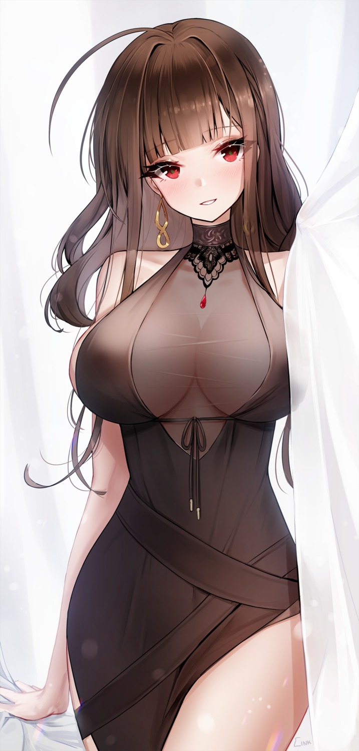 ankkoyom cleavage dress dsr-50_(girls_frontline) girls_frontline see_through