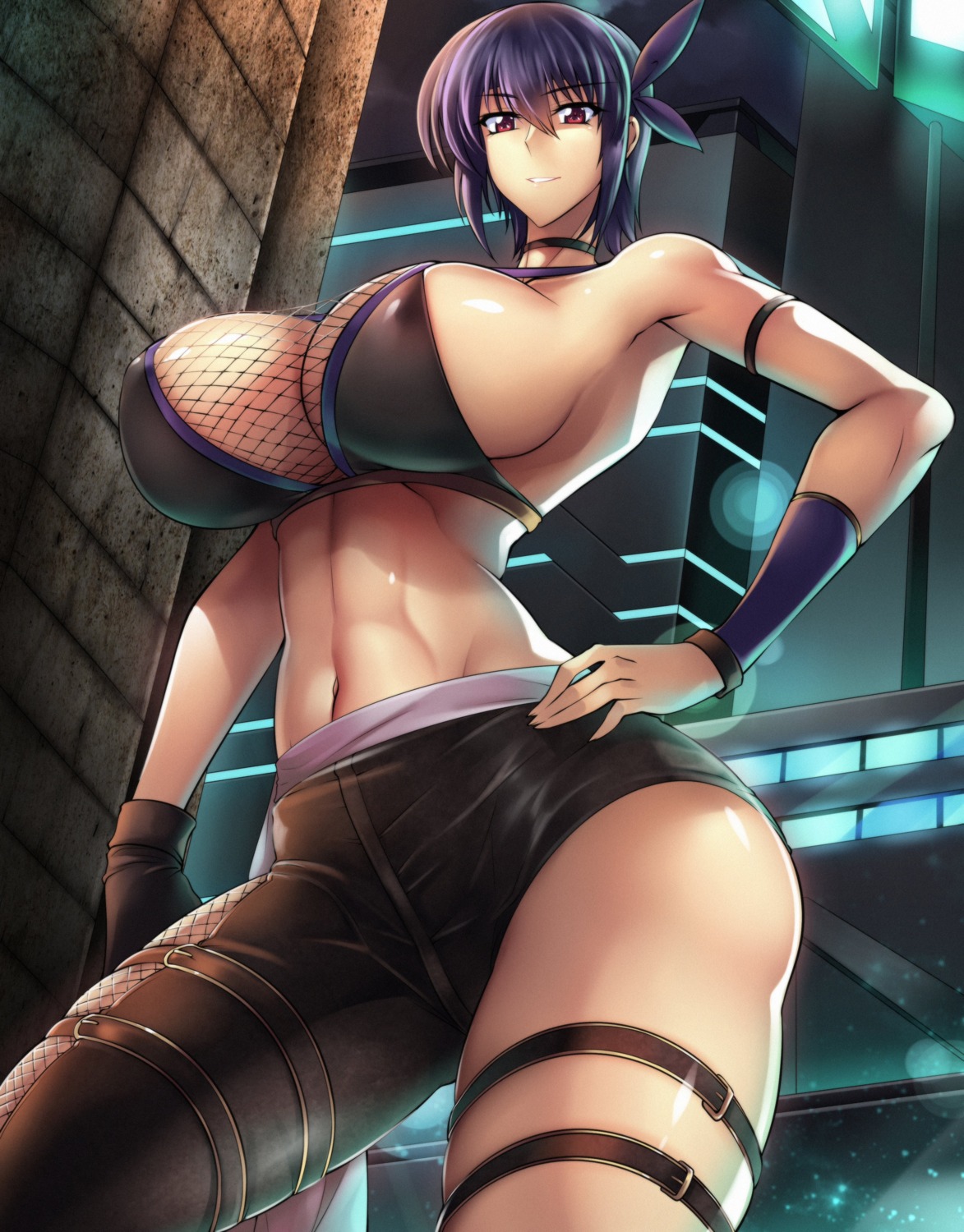 ayane_(doa) dead_or_alive erect_nipples fishnets garter haganef no_bra