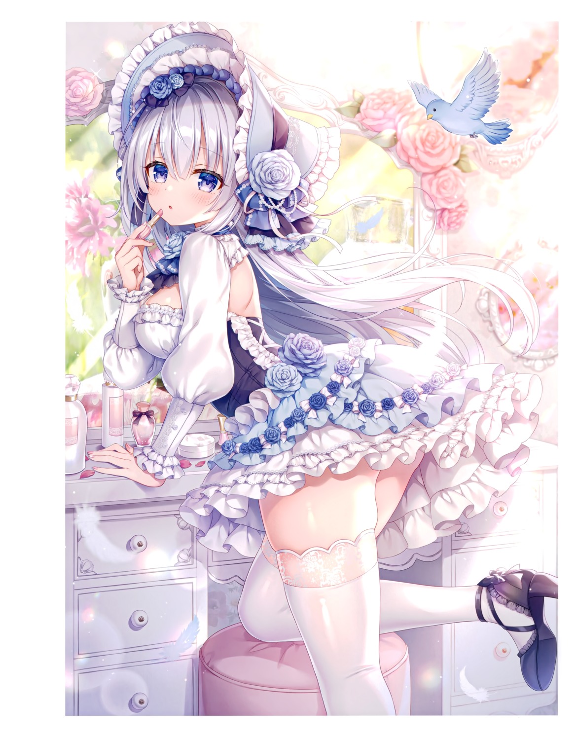 gothic_lolita heels lolita_fashion mitsuba_choco skirt_lift thighhighs