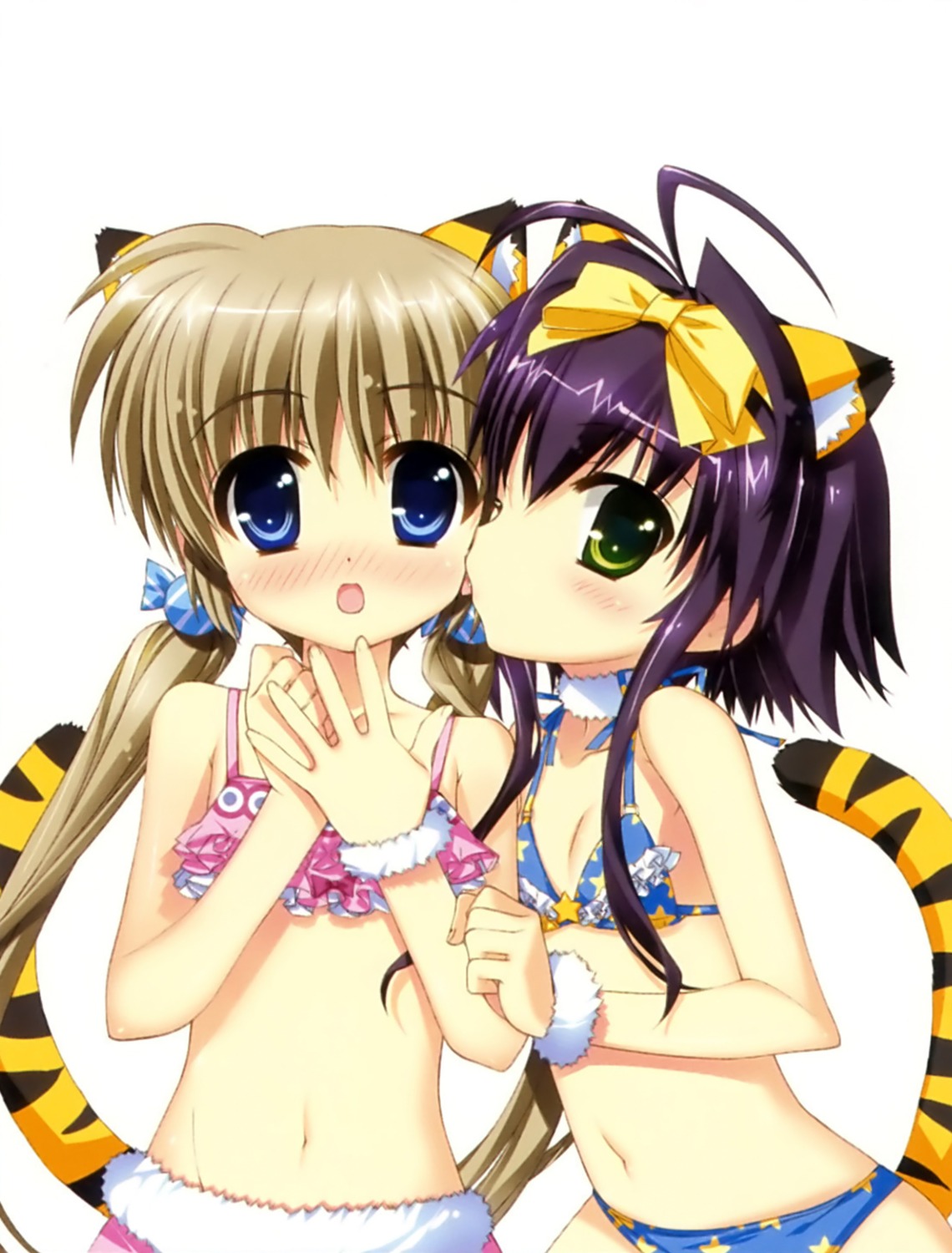 animal_ears bikini corona_timir fujima_takuya mahou_shoujo_lyrical_nanoha mahou_shoujo_lyrical_nanoha_vivid nekomimi overfiltered rio_wezley swimsuits tail