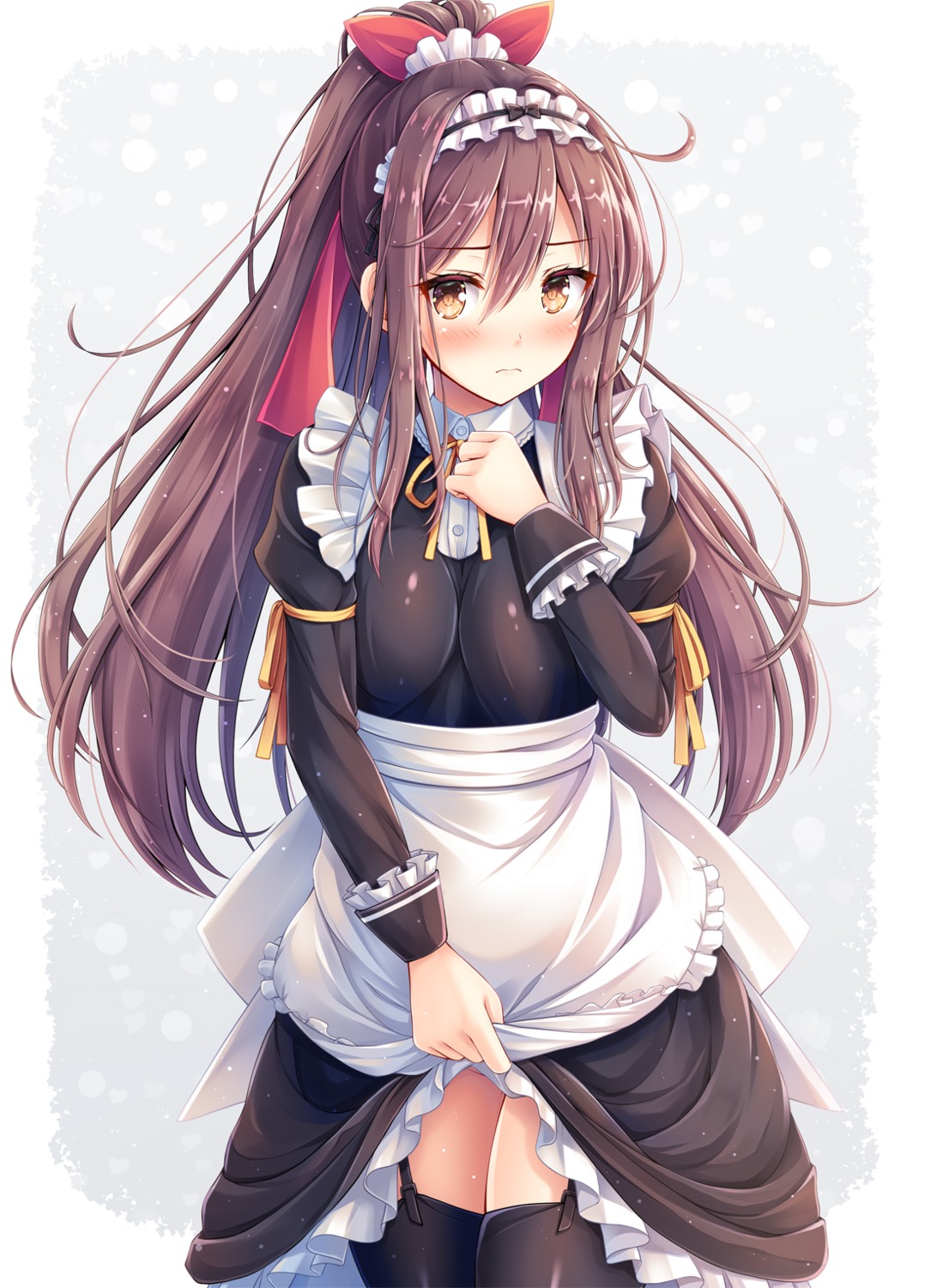 akashio breast_hold maid skirt_lift stockings thighhighs