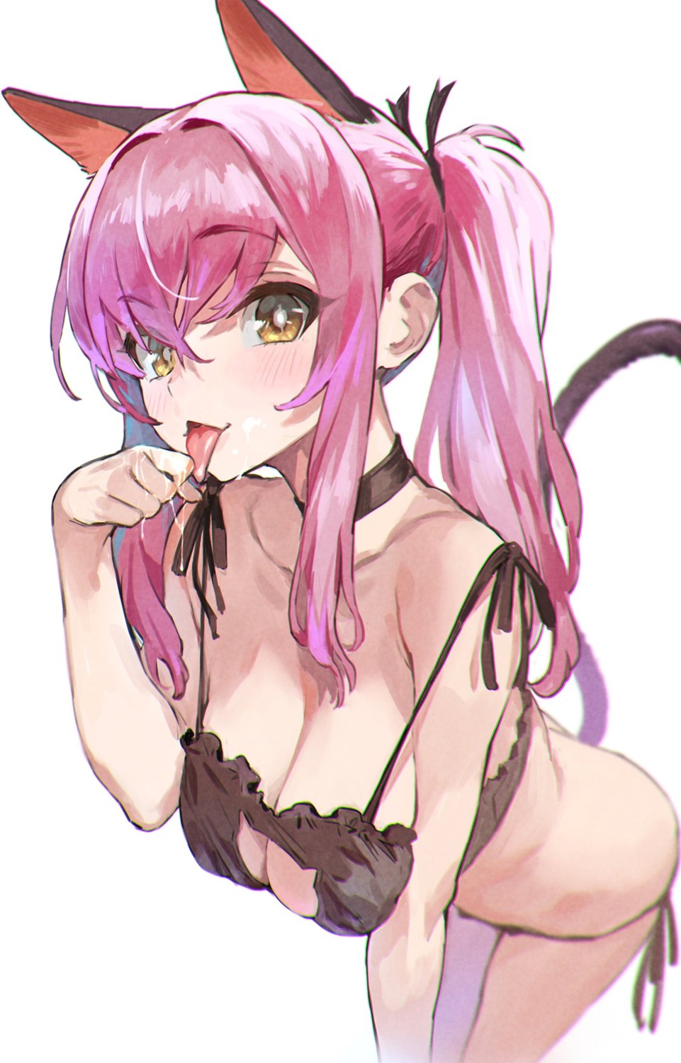 animal_ears bra breast_hold lingerie nekomimi nonco pantsu string_panties tail