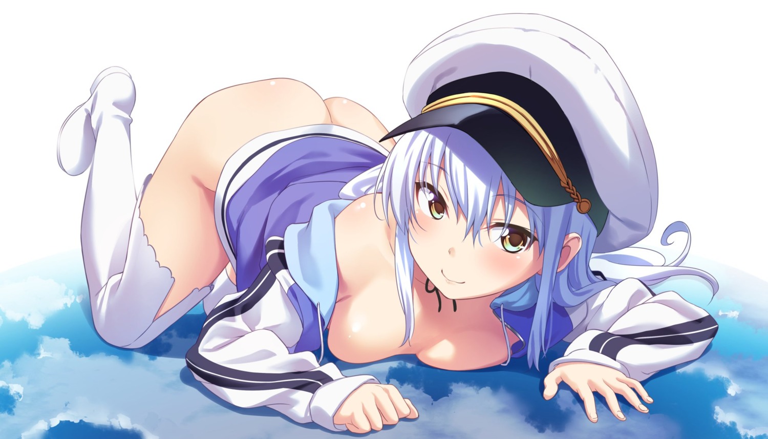 ass bottomless breasts island_(game) no_bra ohara_rinne oozora_wakaba open_shirt tenkuu_nozora thighhighs