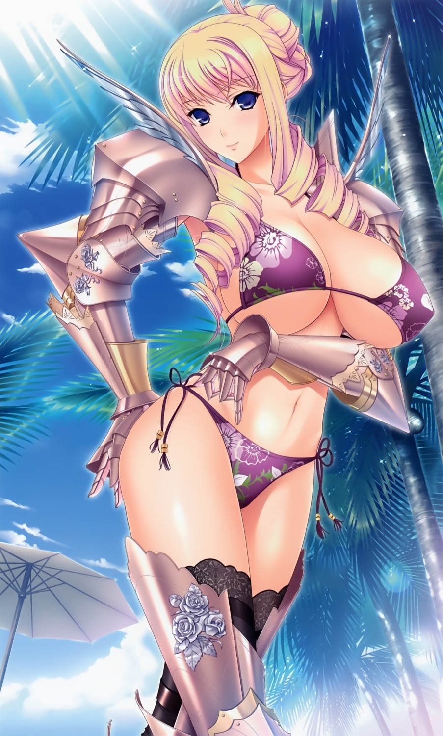 armor bertille_althusser bikini cleavage komori_kei ricotta swimsuits thighhighs underboob walkure_romanze