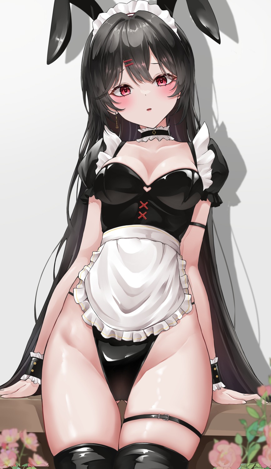 animal_ears bunny_ears bunny_girl garter lds_(dstwins97) maid no_bra thighhighs