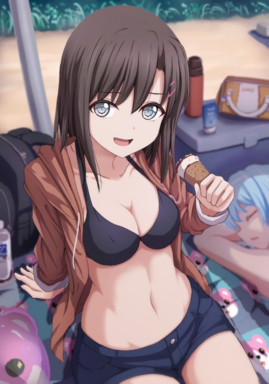 bang_dream! bikini_top narafume okusawa_misaki open_shirt swimsuits