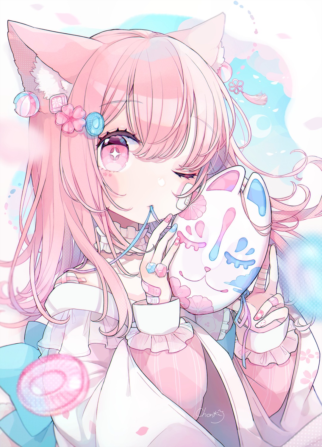 animal_ears bandaid chon_(chon33v) nekomimi