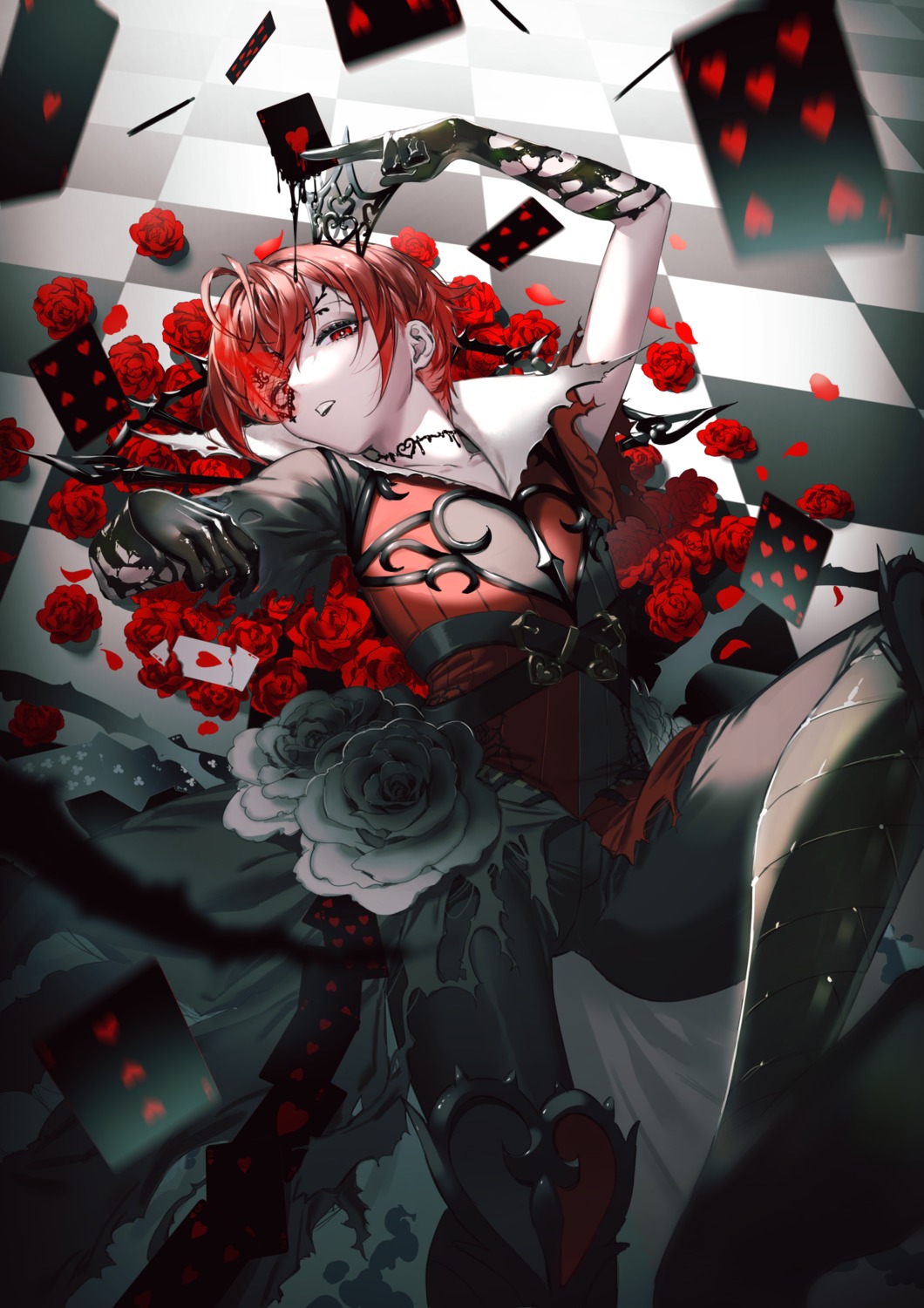 eyepatch ichibi riddle_rosehearts torn_clothes twisted_wonderland