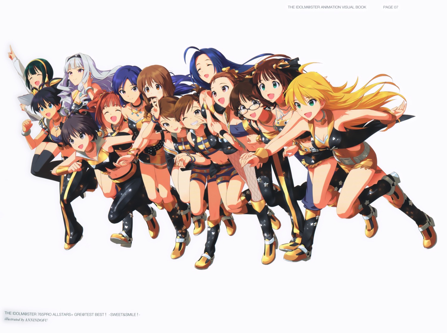 akizuki_ritsuko amami_haruka annin_douhu cleavage fishnets futami_ami futami_mami ganaha_hibiki hagiwara_yukiho heels hoshii_miki kikuchi_makoto kisaragi_chihaya megane minase_iori miura_azusa otonashi_kotori pantyhose shijou_takane takatsuki_yayoi the_idolm@ster thighhighs