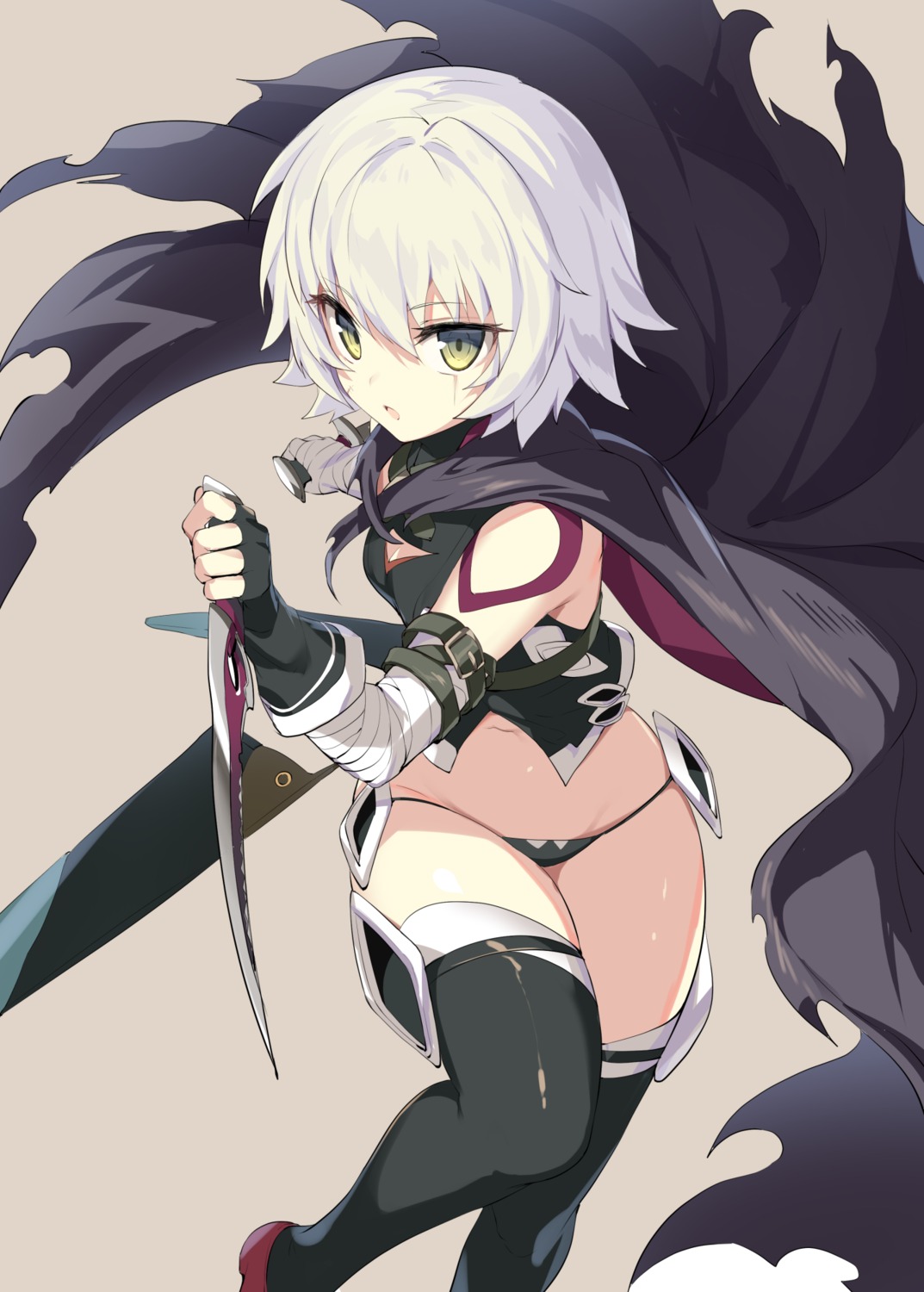 bandages fate/apocrypha fate/grand_order fate/stay_night ikomochi jack_the_ripper pantsu tattoo thighhighs weapon