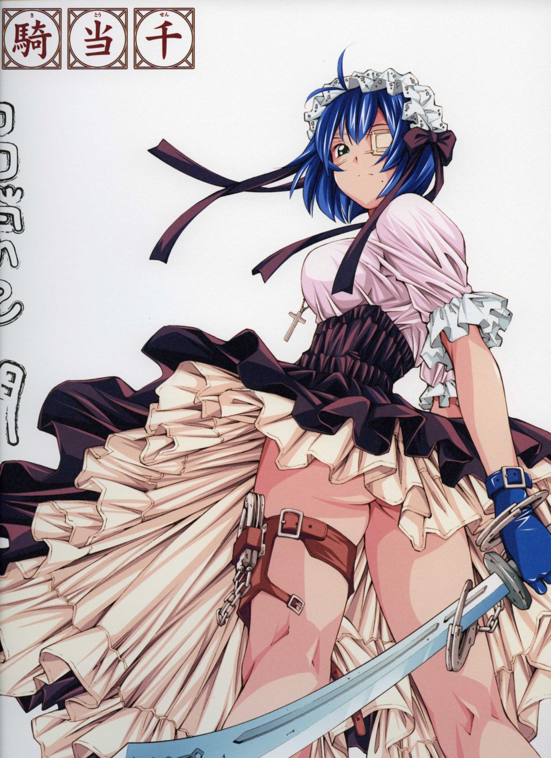 eyepatch gothic_lolita ikkitousen ikkitousen~dragon_destiny~ lolita_fashion ryomou_shimei shiozaki_yuuji sword