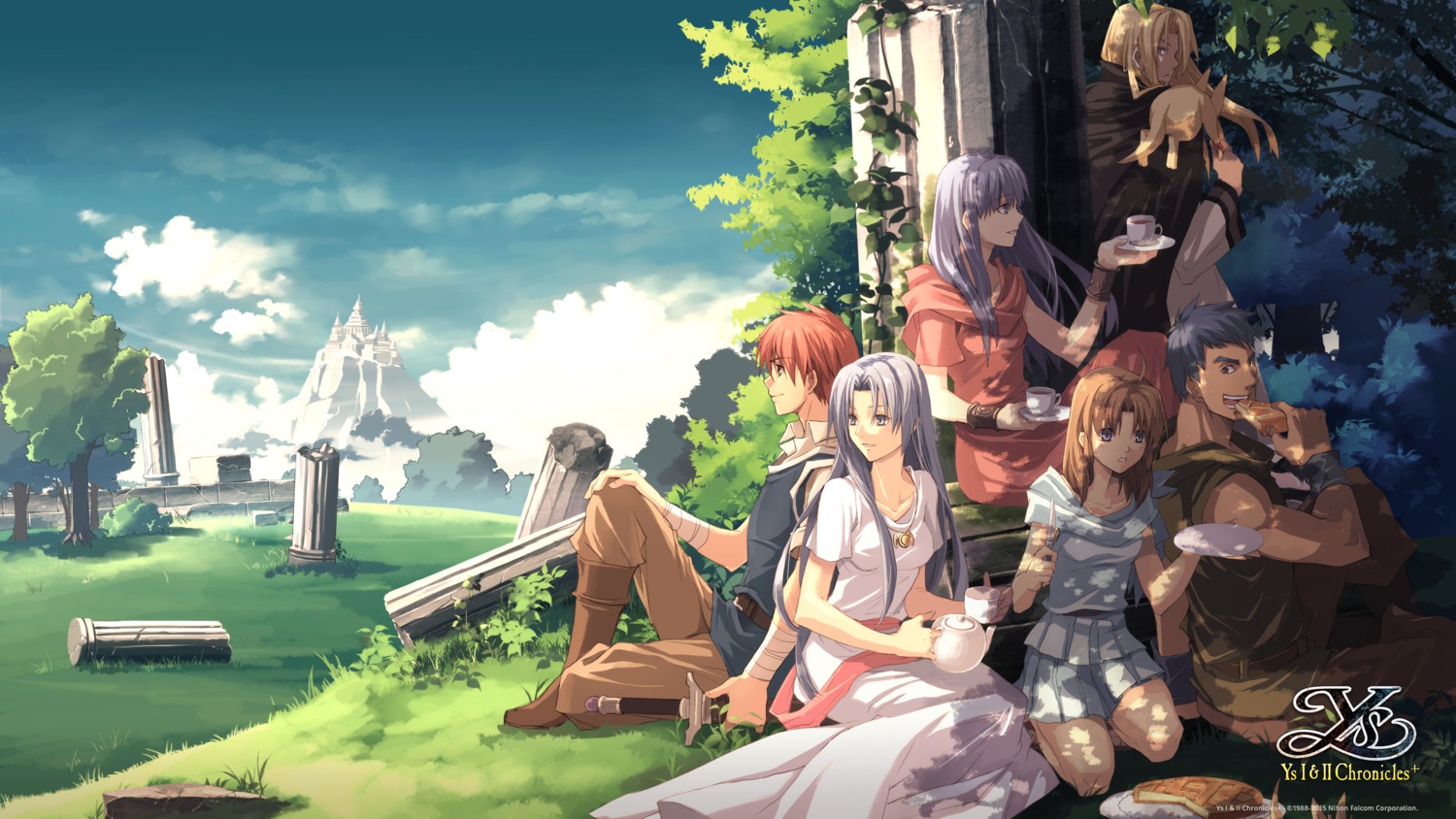 adol_christin bandages dark_fact dogi dress enami_katsumi falcom feena landscape lilia reah sword wallpaper ys ys_i ys_ii