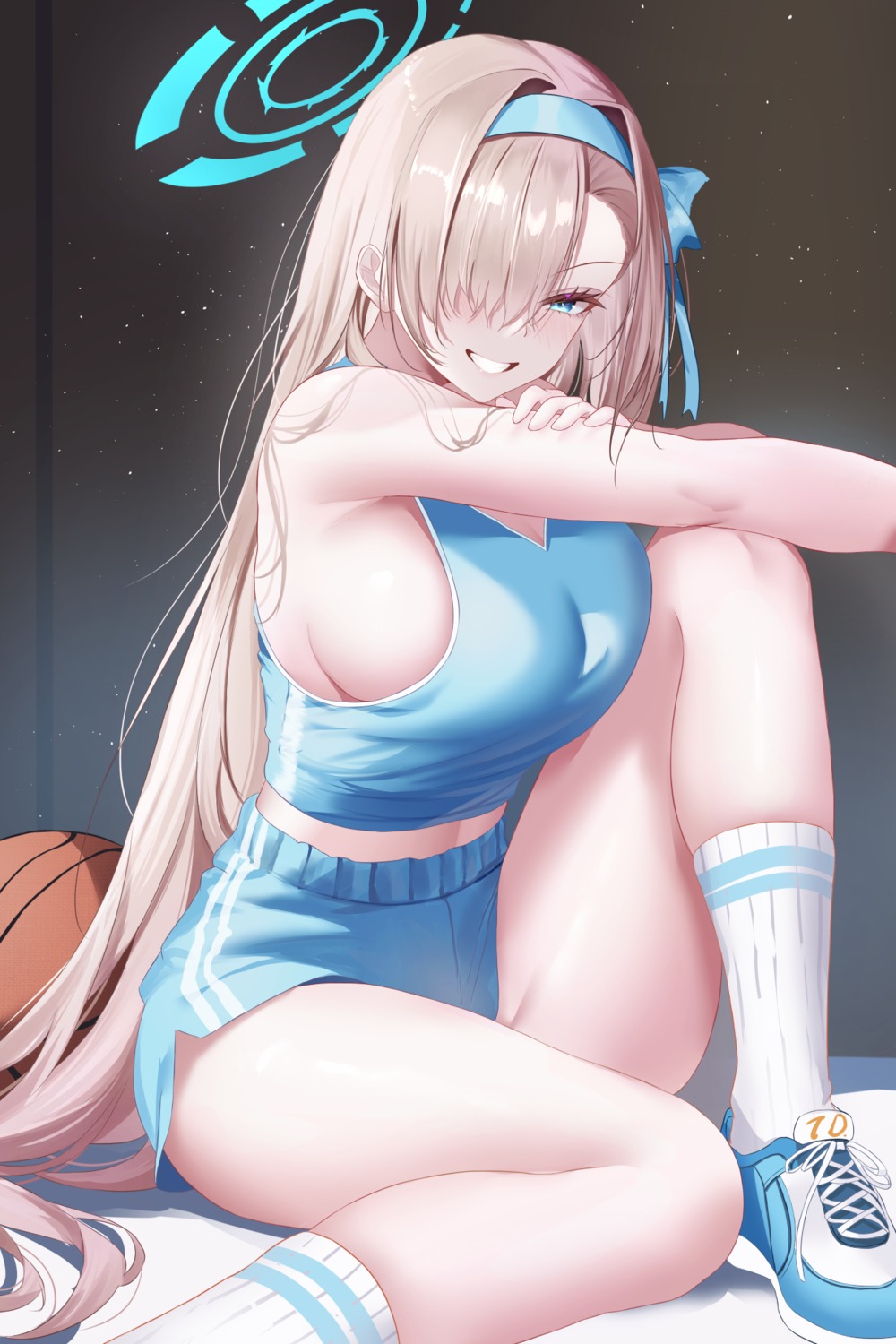 basketball blue_archive halo ichinose_asuna nanoda002_(saber427) no_bra