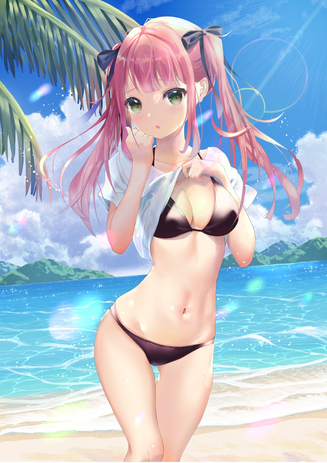 bikini rikkusu see_through shirt_lift swimsuits undressing