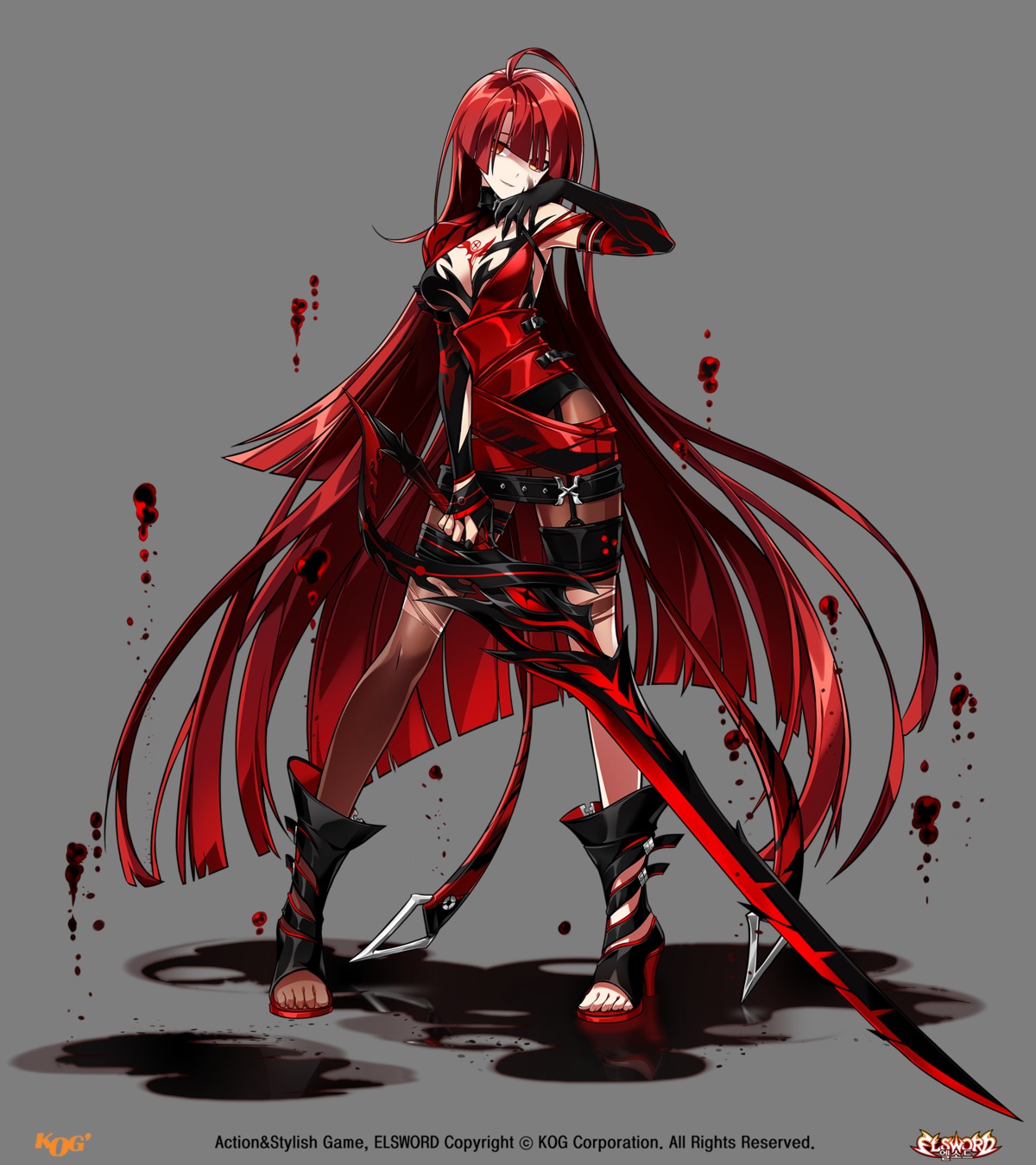 cleavage dress elesis elsword heels pantyhose sword tagme tattoo torn_clothes transparent_png