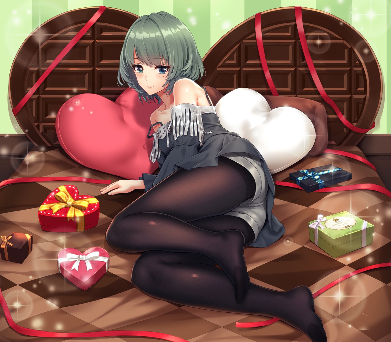 feet heterochromia infinote pantyhose takagaki_kaede the_idolm@ster the_idolm@ster_cinderella_girls valentine