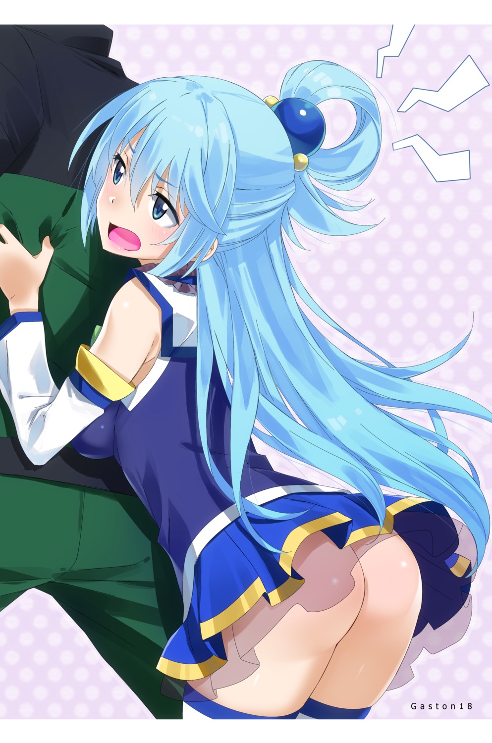 aqua_(konosuba) ass gaston18 kono_subarashii_sekai_ni_shukufuku_wo! nopan see_through thighhighs