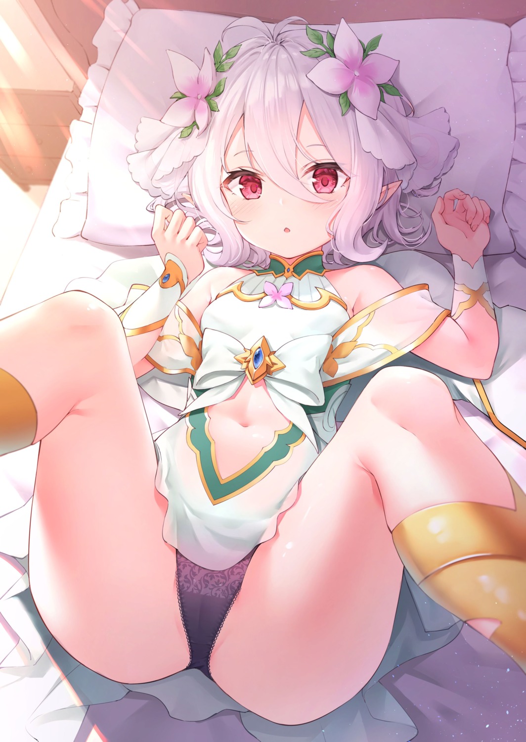 cameltoe dress kokkoro pantsu pointy_ears princess_connect princess_connect!_re:dive see_through skirt_lift xue_lu