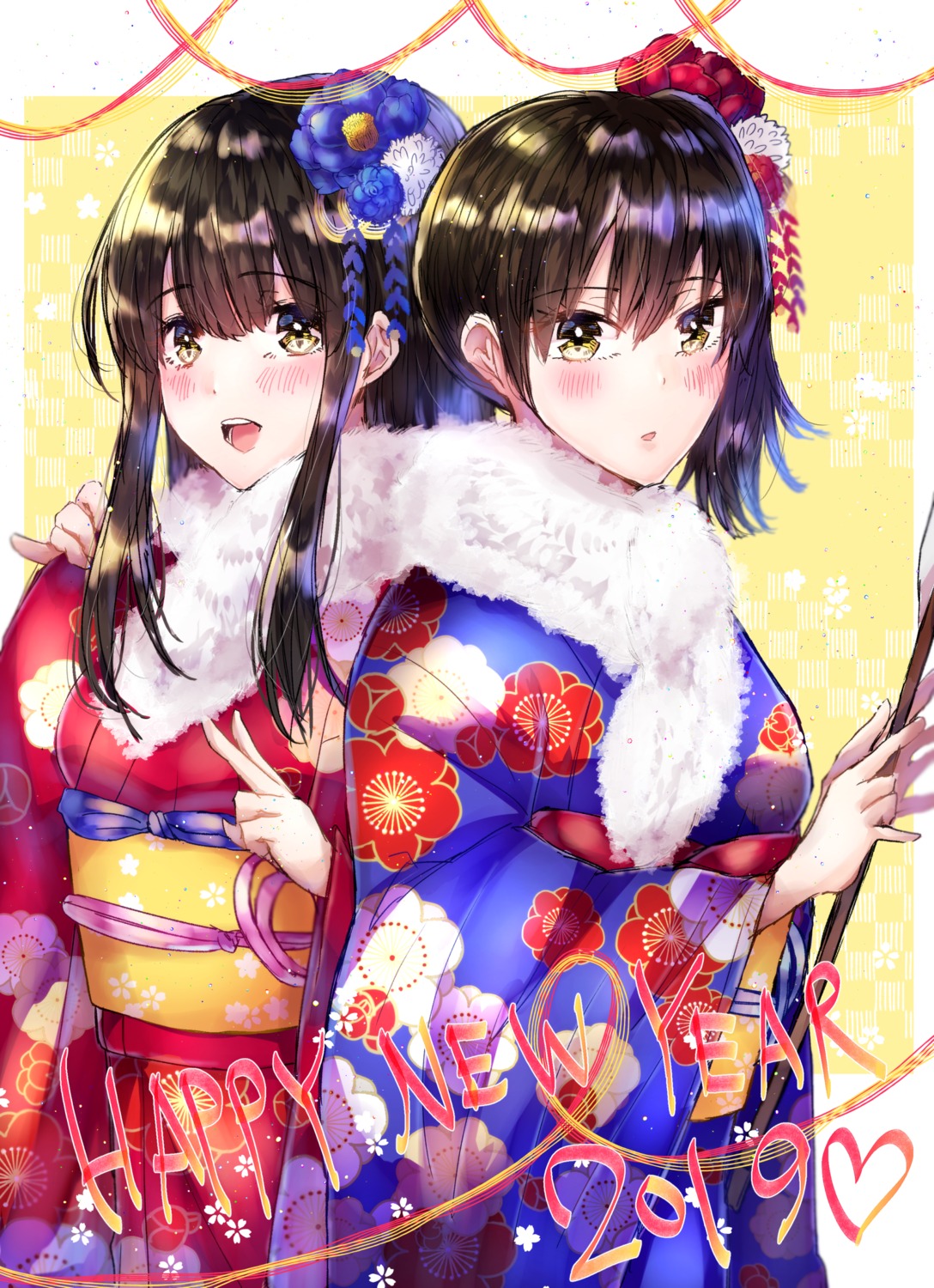 akagi_(kancolle) kaga_(kancolle) kantai_collection kimono mochiko_(mocchikkoo)