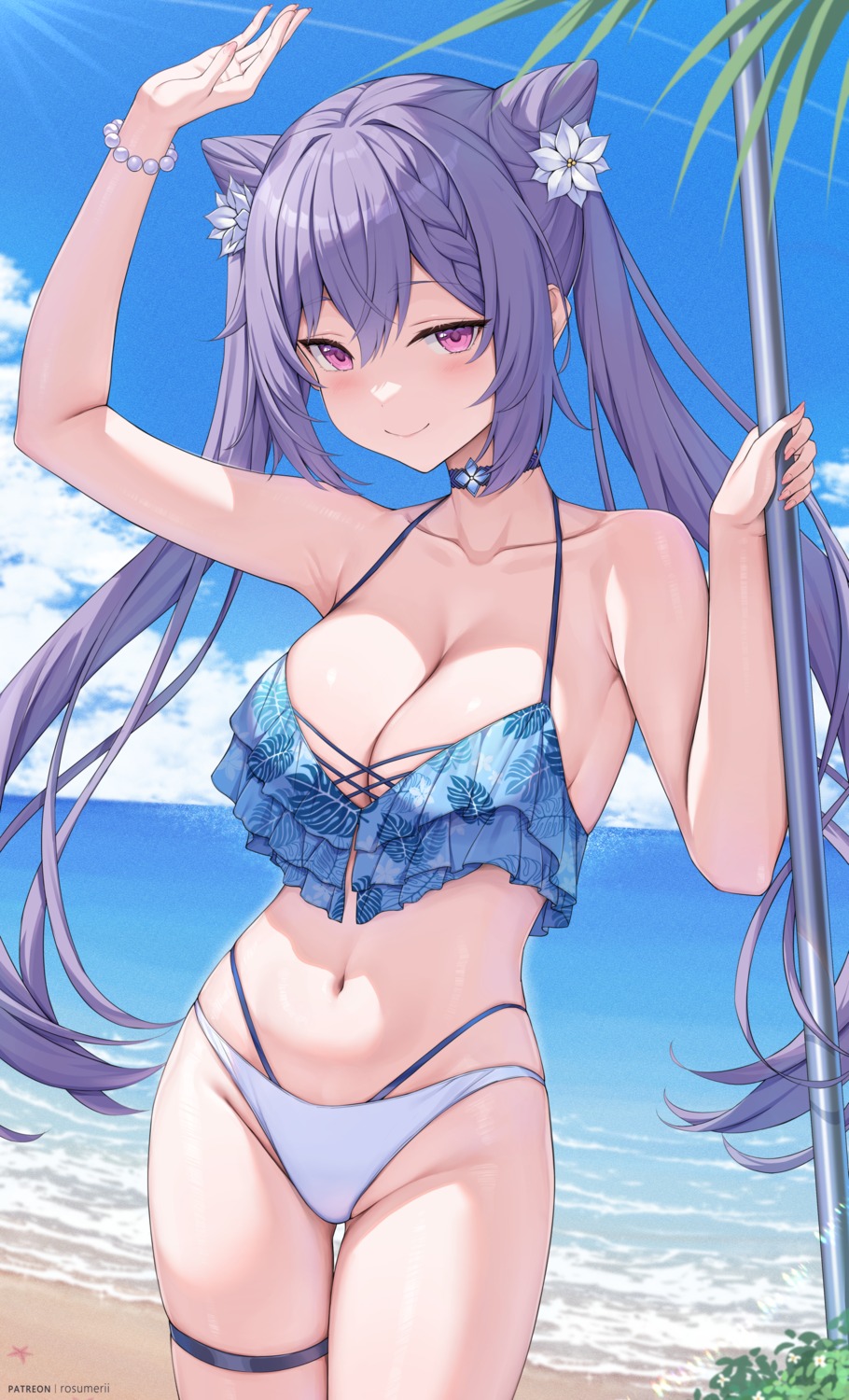 bikini garter genshin_impact keqing rosumerii swimsuits