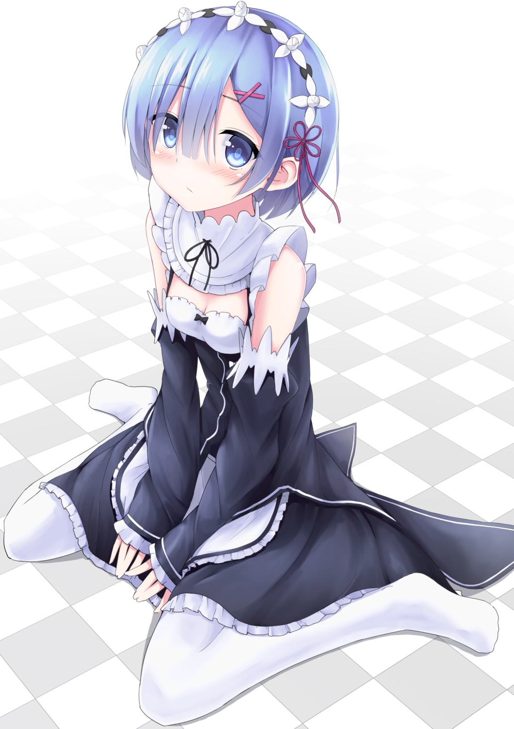 cleavage kaie maid pantyhose re_zero_kara_hajimeru_isekai_seikatsu rem_(re_zero)