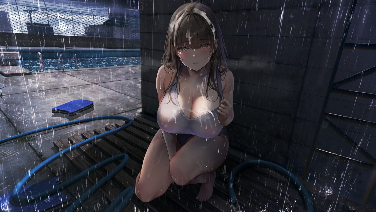 cum nipples see_through shiroiruka swimsuits wet wet_clothes