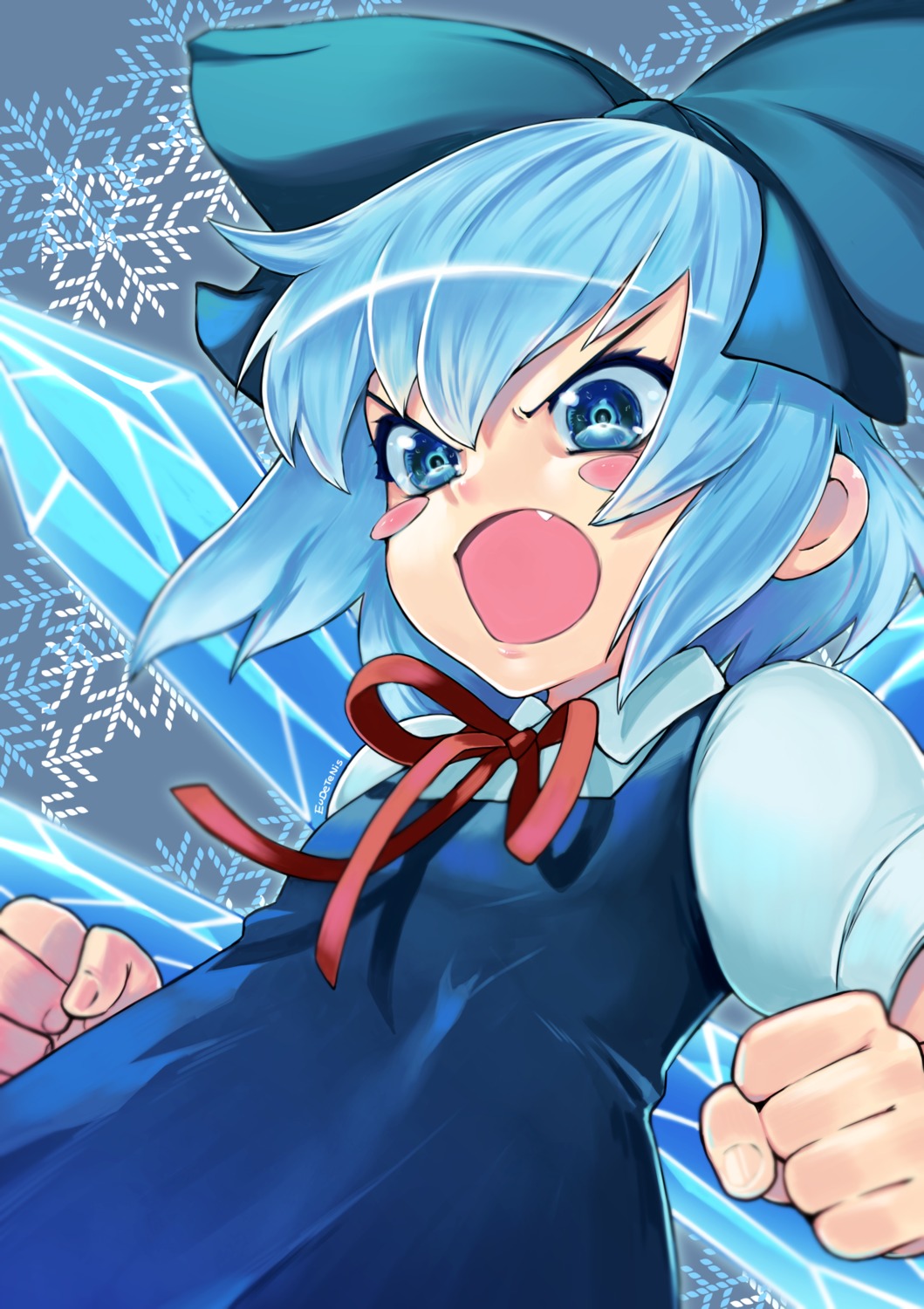 cirno dress eudetenis touhou wings